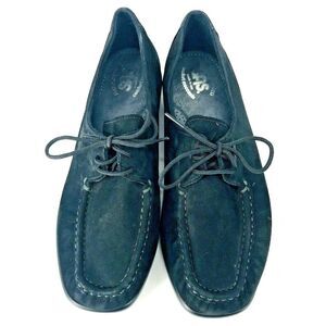 SAS SZ 7 M Siesta Hand Crafted Shoes Oxford Moccasin Black Leather Suede Womens